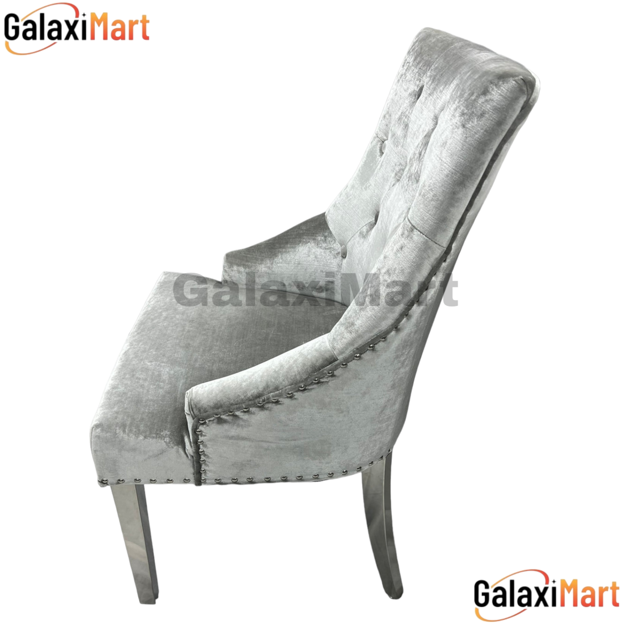 Ariaana 150cm+180cm+200cm Grey Marble Dining Table and Silver Velvet Dining Chairs Rink Knocker
