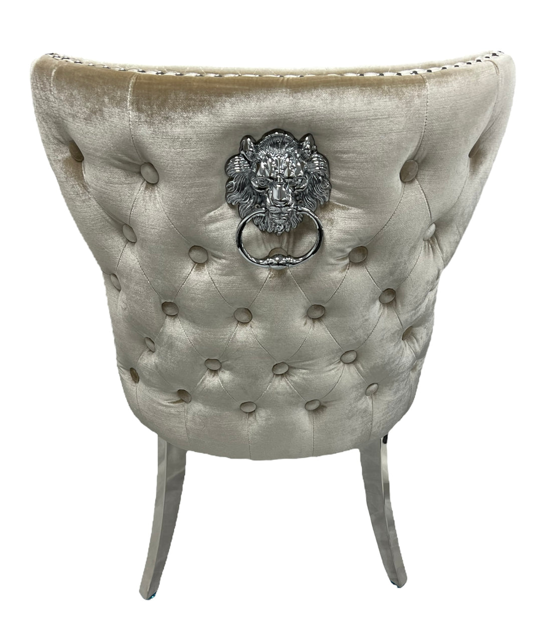 Arial Mixed Brown Marble Dining Table +London Button Back Lion Knocker Dining Chairs