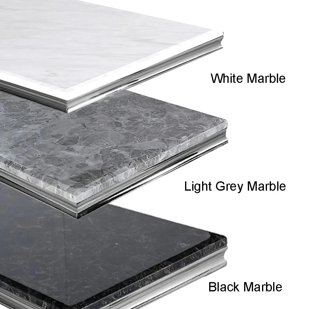 Ariaana 150cm + 180cm + 200cm White Marble Dining Table With Majestic Lion Knocker Black Velvet Dining Chairs