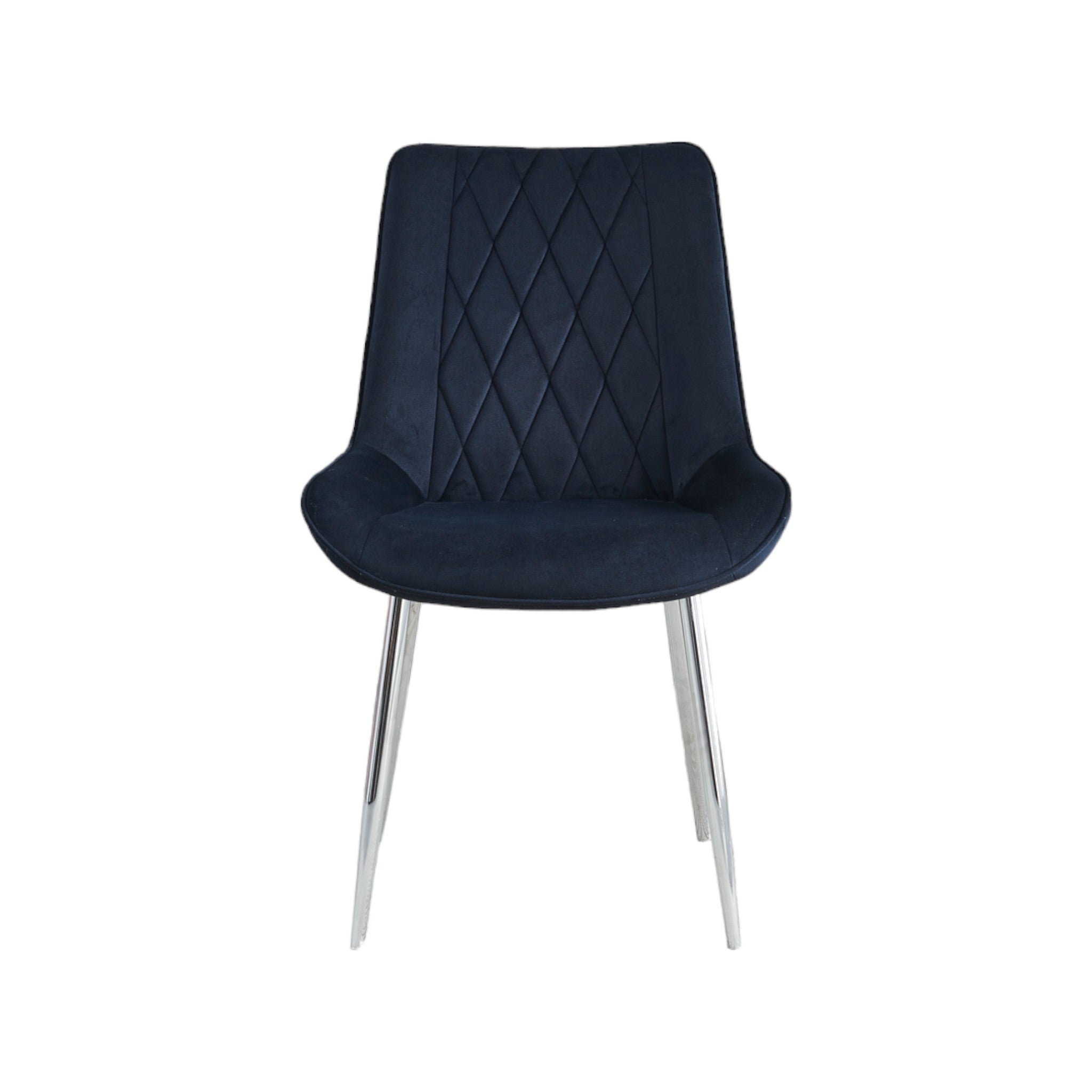 2 Mortiz Black Velvet Dining Chairs- Chrome Legs