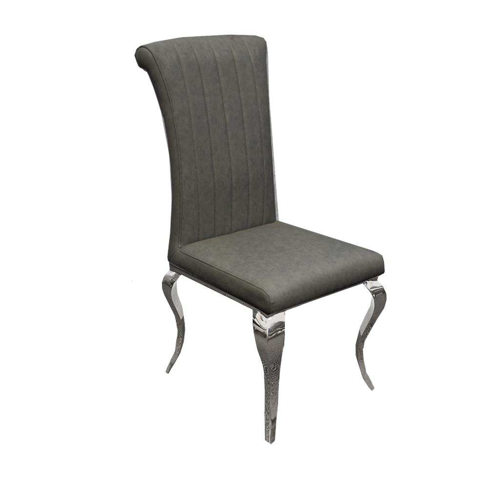 Ariel 160cm/ 180cm/ 200cm Marble Dining Table With Set of Nicole Dark Grey Leather Chairs