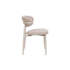 Amiri Modern Curved Boucle Dining Chair With Natural Wood Finish Legs
