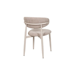 Amiri Modern Curved Boucle Dining Chair With Natural Wood Finish Legs