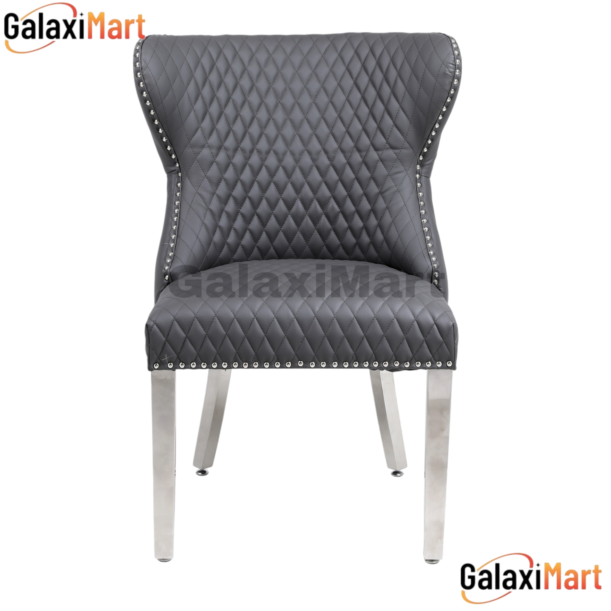 2 Valentino Lion Knocker PU Leather Luxury Dining Chairs, Tufted button