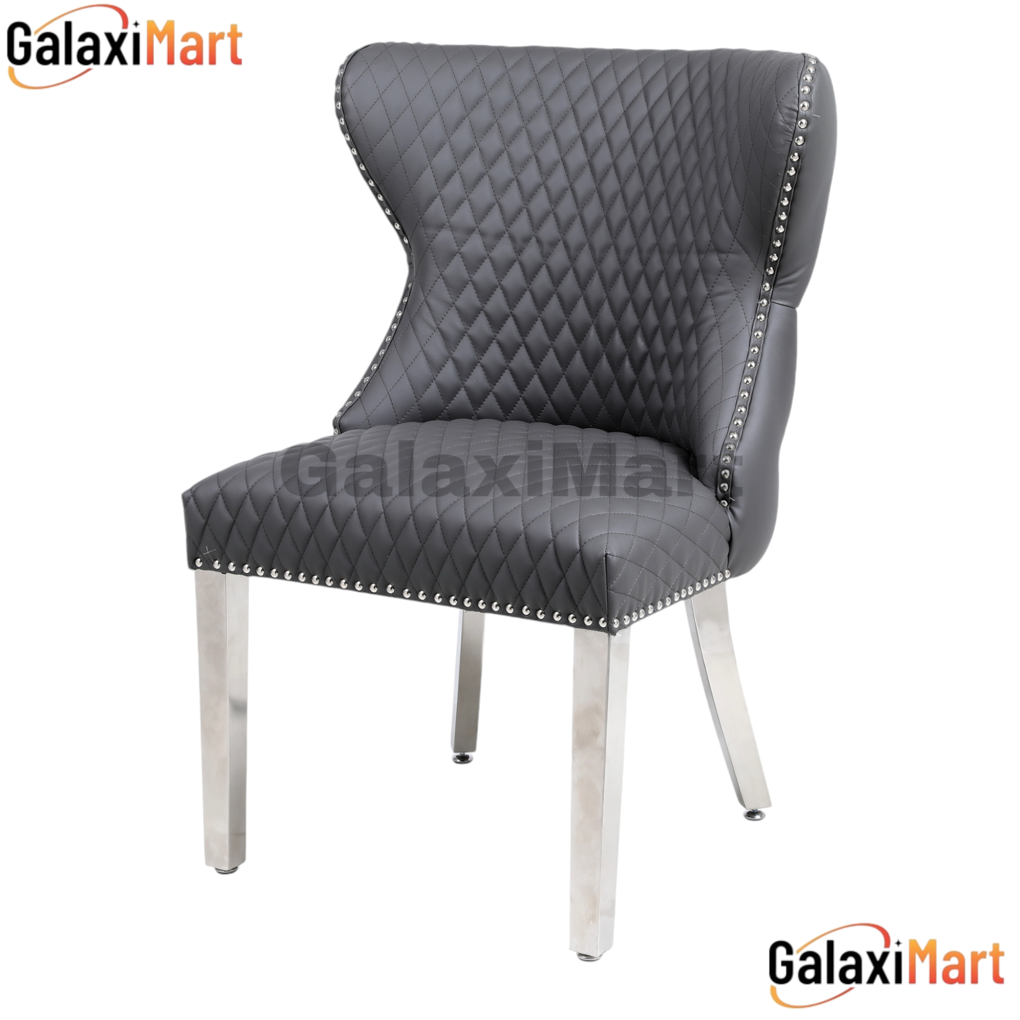 2 Valentino Lion Knocker PU Leather Luxury Dining Chairs, Tufted button