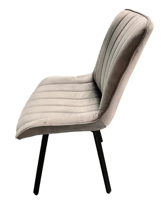Bentley 90cm Gold & Grey Ceramic Marble Round Dining Table with Black Base and Grey Velvet Dining Chairs