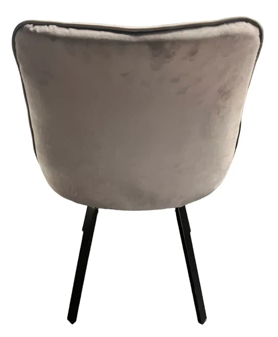 Bentley 90cm Gold & Grey Ceramic Marble Round Dining Table with Black Base and Grey Velvet Dining Chairs