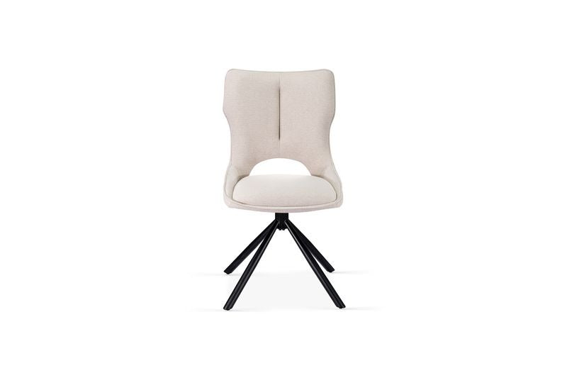Cambridge Sintered Stone Extendable Dining Table Grey with Constance Beige 360° Swivel Dining Chairs | GalaxiMart