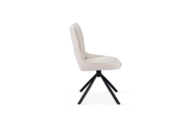 Cambridge Sintered Stone Extendable Dining Table Grey with Constance Beige 360° Swivel Dining Chairs | GalaxiMart