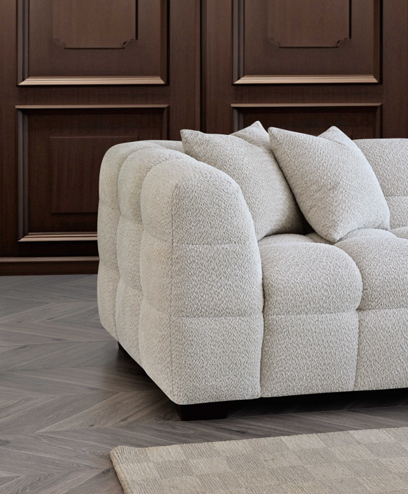 Aluxo Tribeca Sofa Range in Pearl Boucle Fabric
