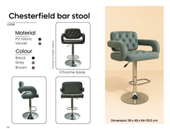 Chesterfield Luxury Bar Stool | Adjustable Swivel Kitchen Seating