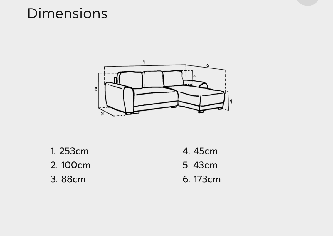 Azzuro Sofa Bed Grey Universal Corner