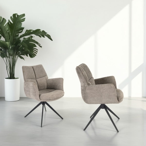 Cambridge Sintered Stone Extendable Dining Table Beige with Ar60 Taupe Dining Chairs | GalaxiMart