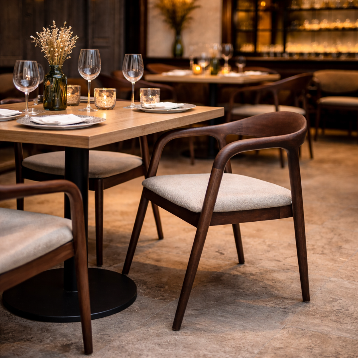 Cheshire 1.2-2m Ceramic Extending Dining Table Tess Walnut Chairs