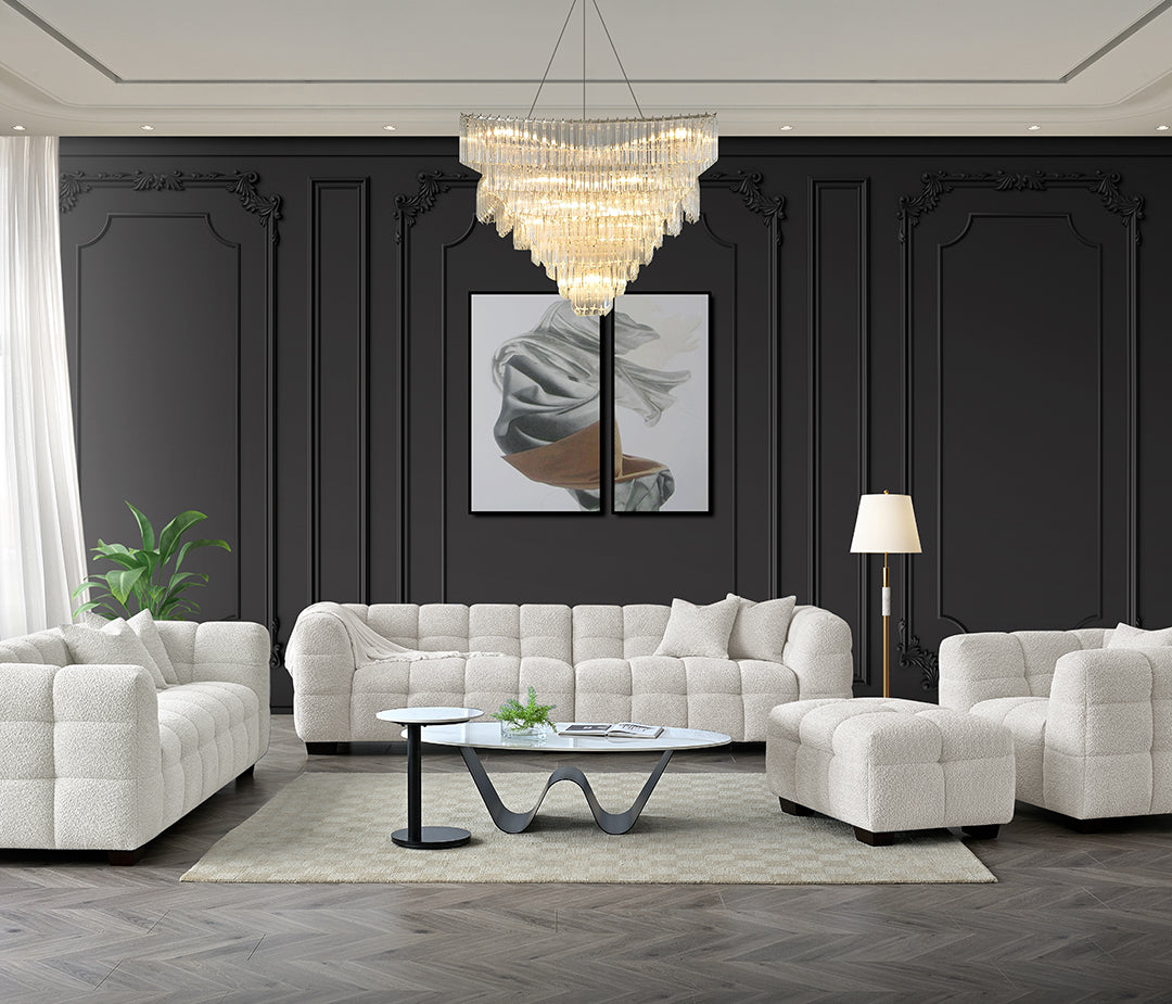 Aluxo Tribeca Sofa Range in Pearl Boucle Fabric