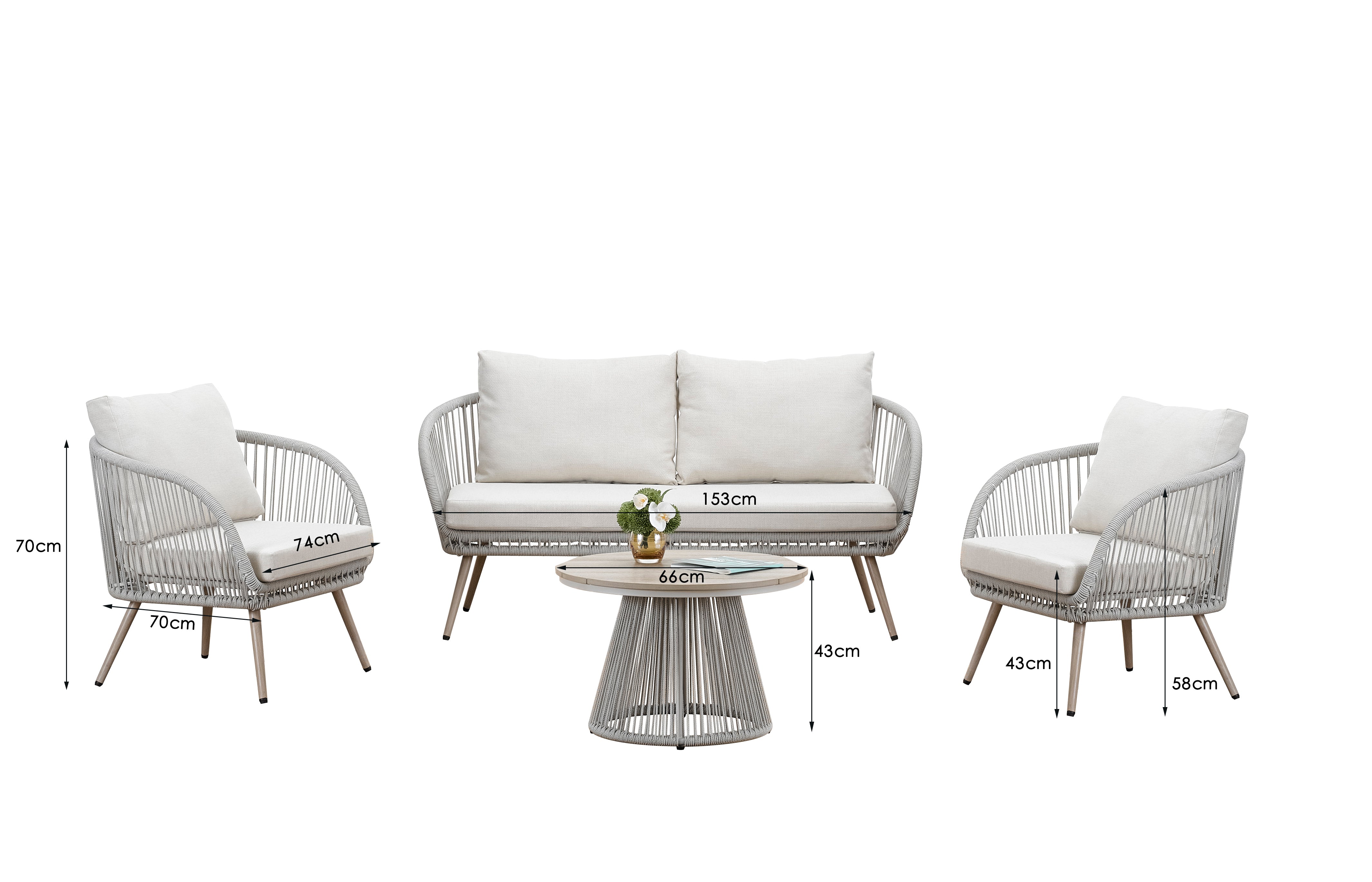 Cove Outdoor Lounge Set - Natural - 4 Seater