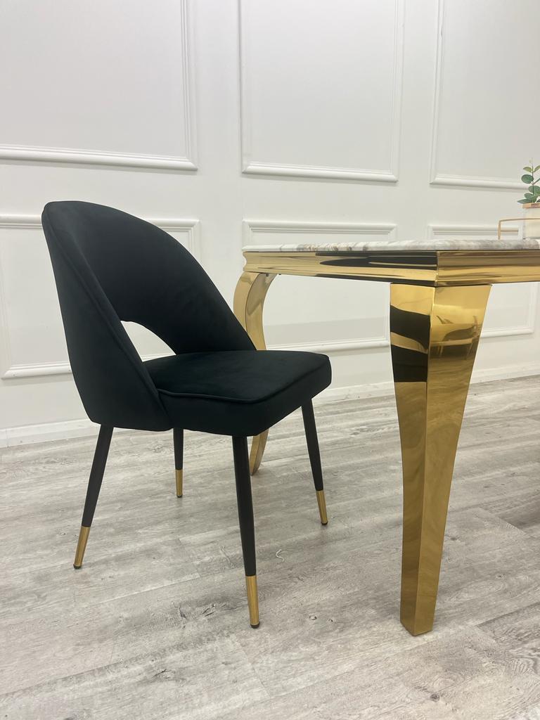 Astra Velvet Dining Chair Beige/Black/Rust/Champagne