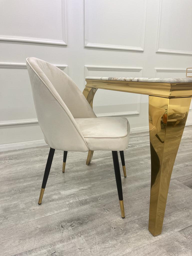 Astra Velvet Dining Chair Beige/Black/Rust/Champagne