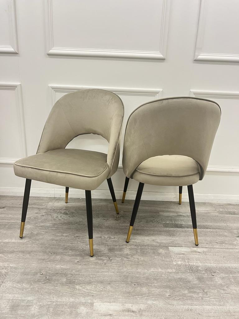 Astra Velvet Dining Chair Beige/Black/Rust/Champagne