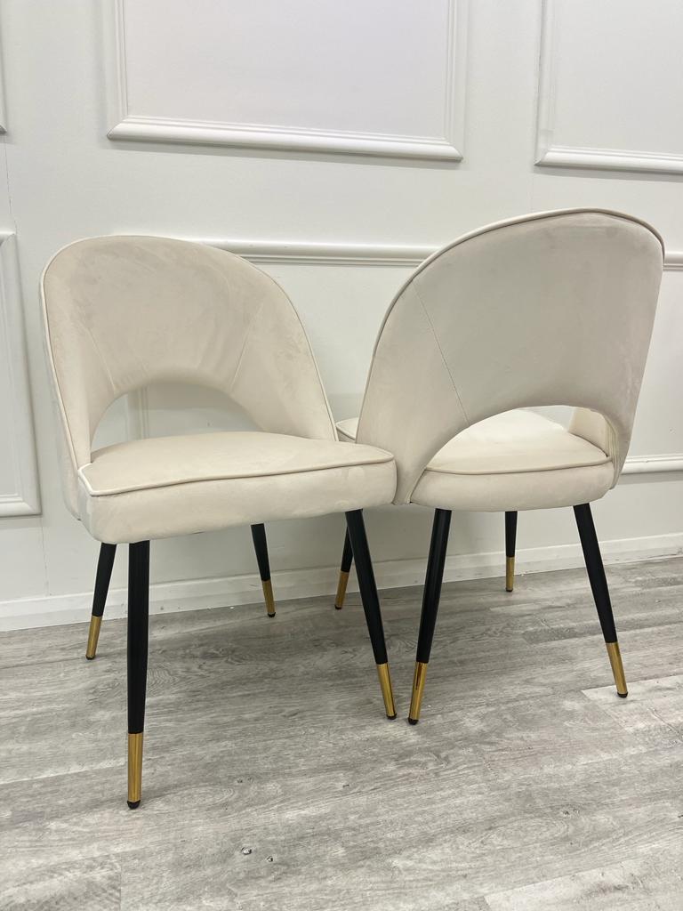 Astra Velvet Dining Chair Beige/Black/Rust/Champagne