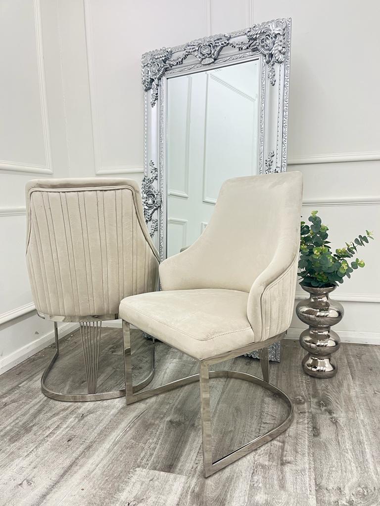 Chelmsford Velvet Dining Chair-Chrome Legs