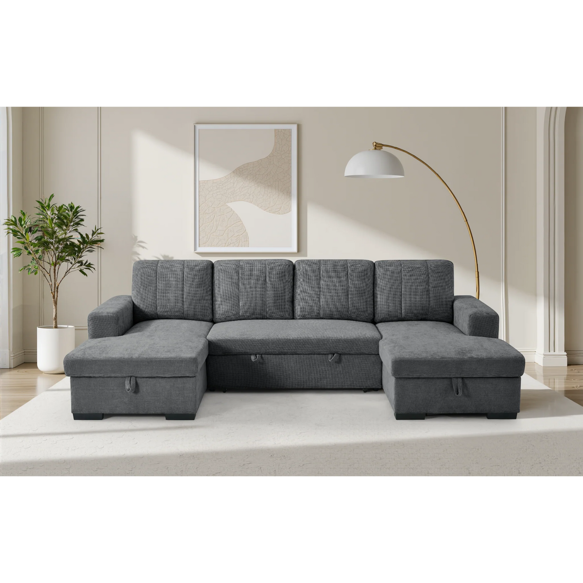 Como Black U-Shape Sofa Bed