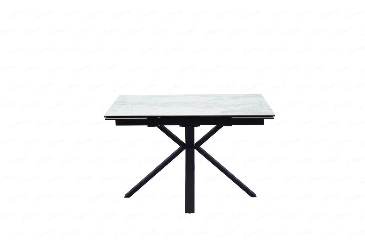 Amari SMALL 120–180cm White & Grey Ceramic Marble Extending Dining Table