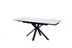 Amari SMALL 120–180cm White & Grey Ceramic Marble Extending Dining Table