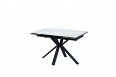 Amari SMALL 120–180cm White & Grey Ceramic Marble Extending Dining Table
