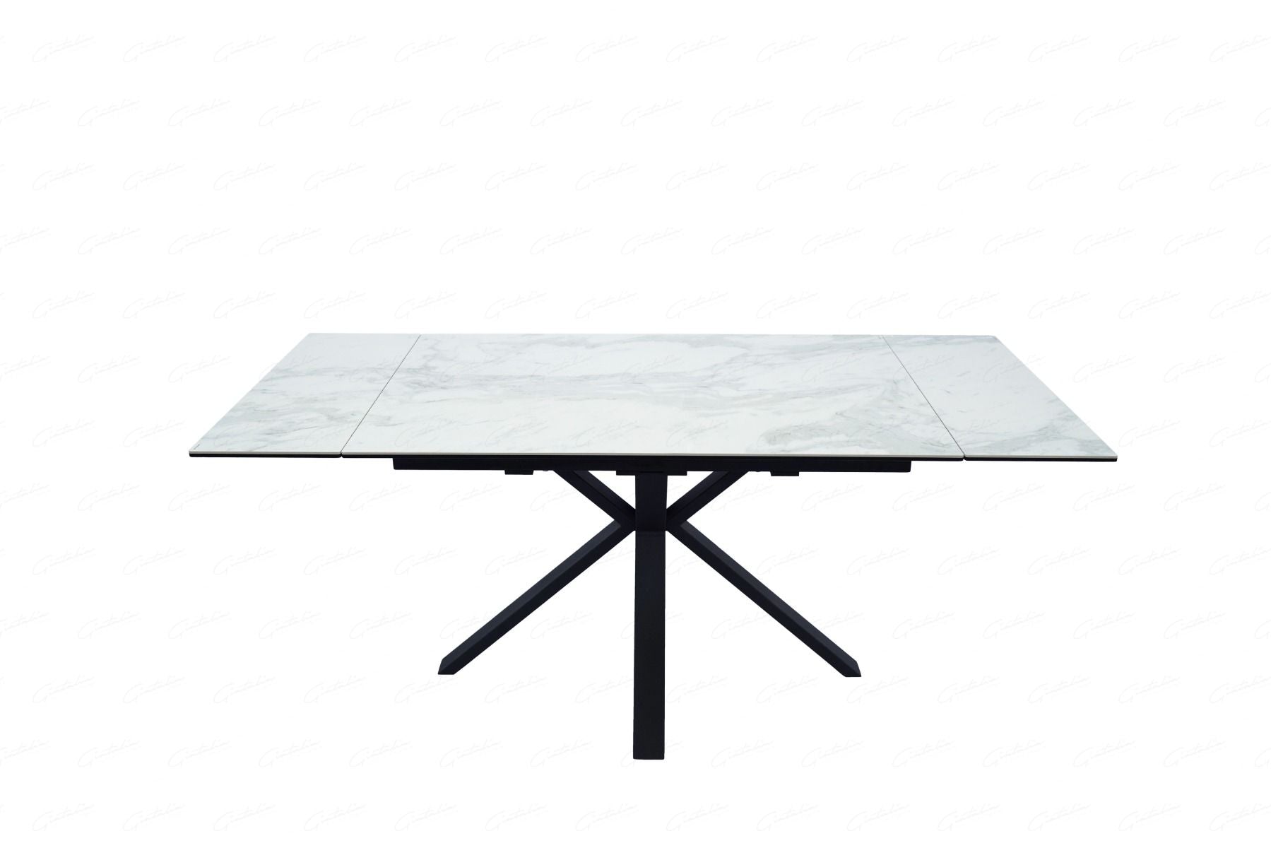 Amari SMALL 120–180cm White & Grey Ceramic Marble Extending Dining Table