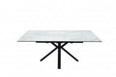 Amari SMALL 120–180cm White & Grey Ceramic Marble Extending Dining Table