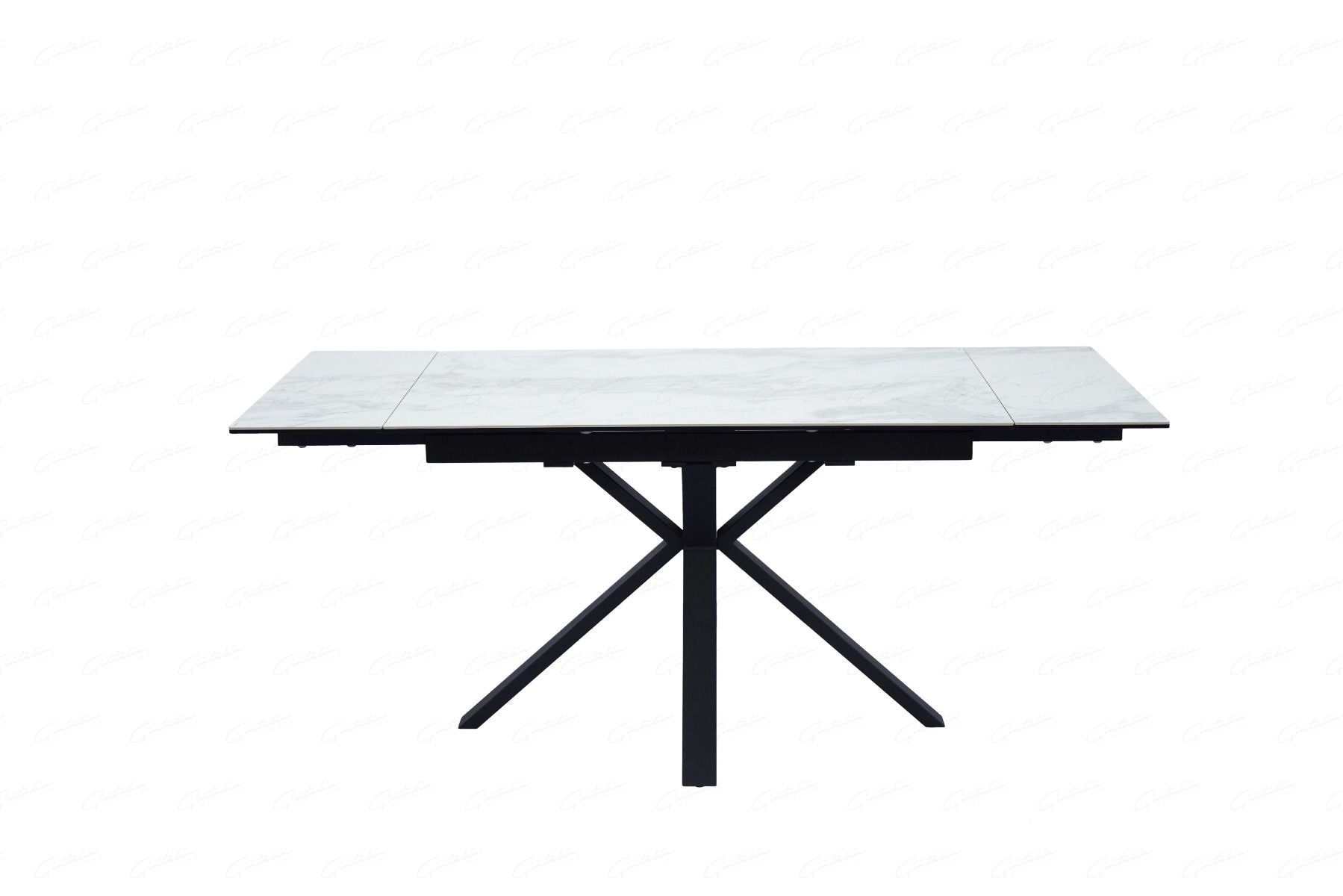 Amari SMALL 120–180cm White & Grey Ceramic Marble Extending Dining Table