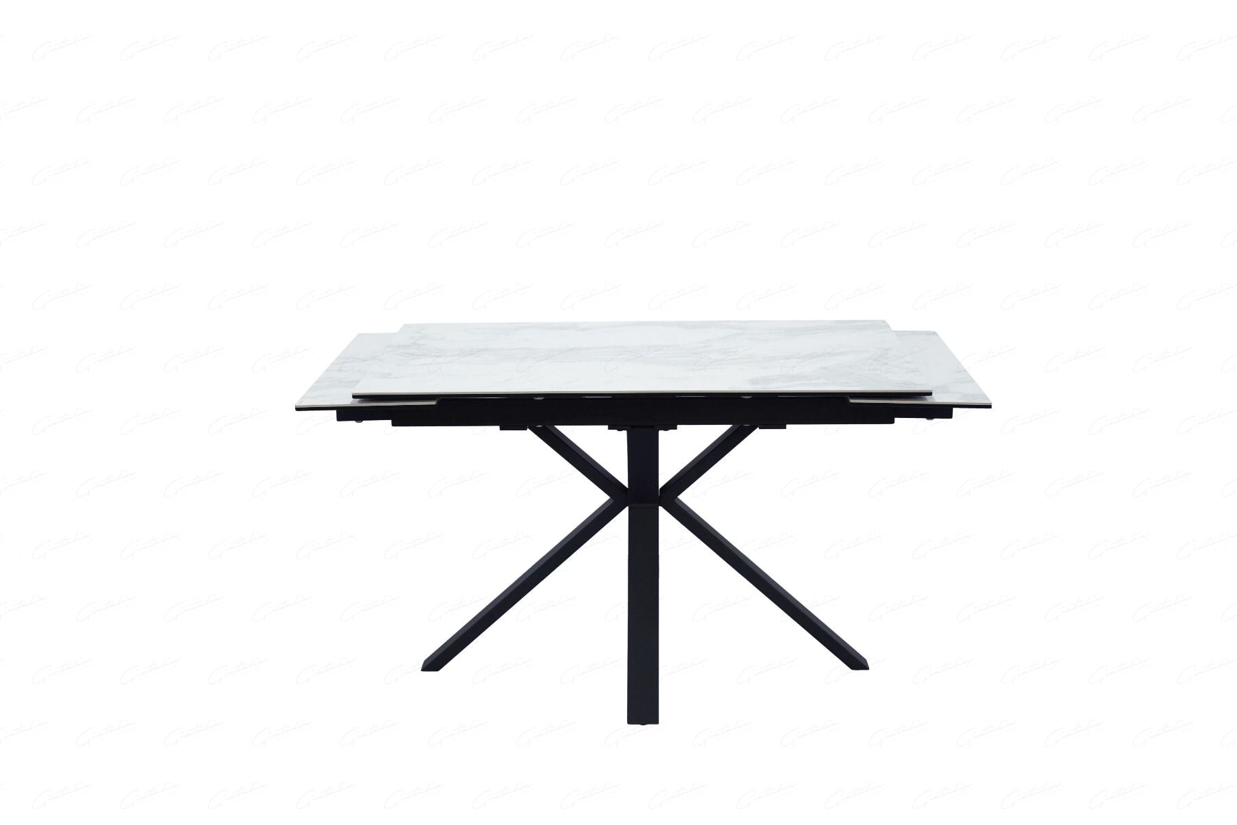 Amari SMALL 120–180cm White & Grey Ceramic Marble Extending Dining Table