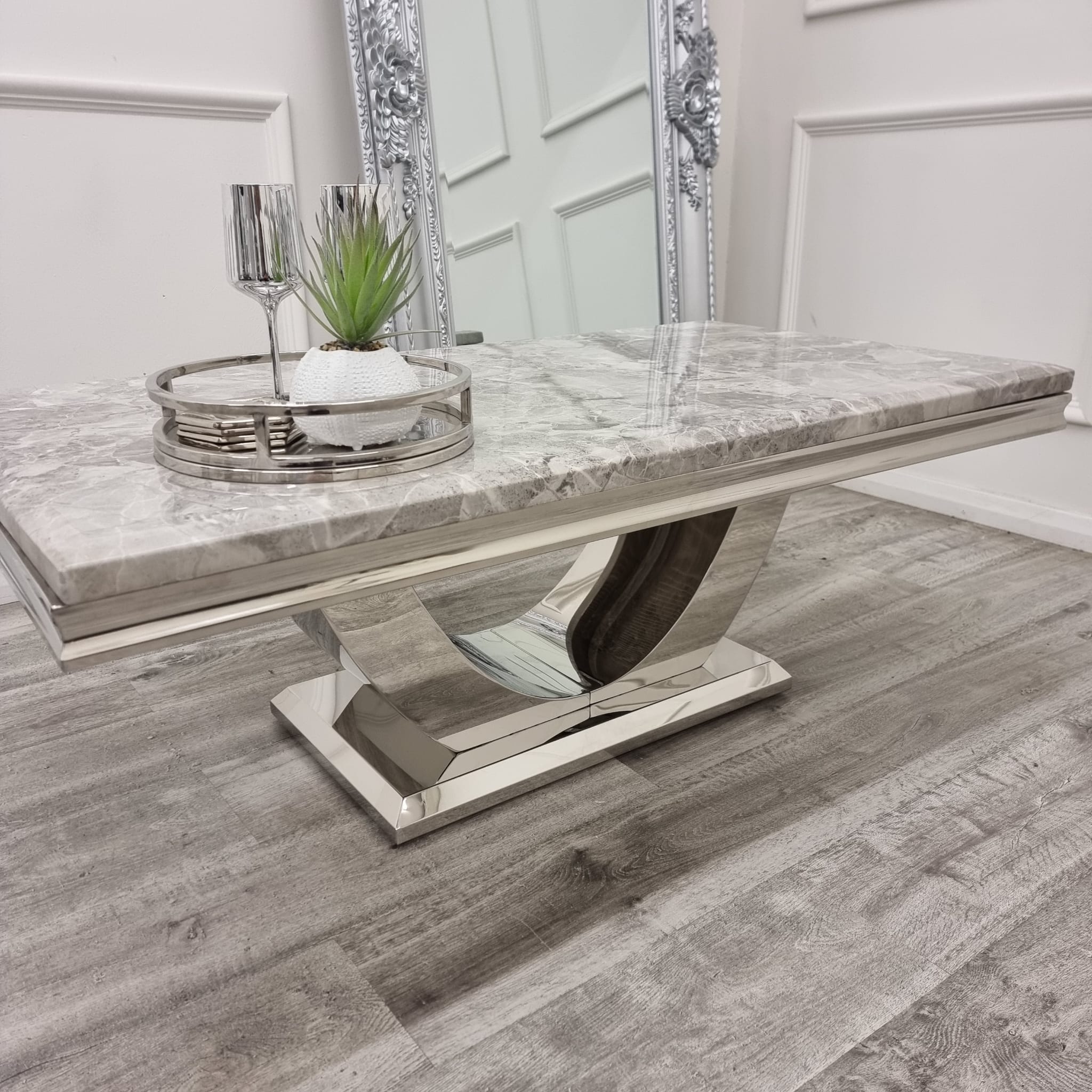 Ariel Marble & Chrome Coffee Table