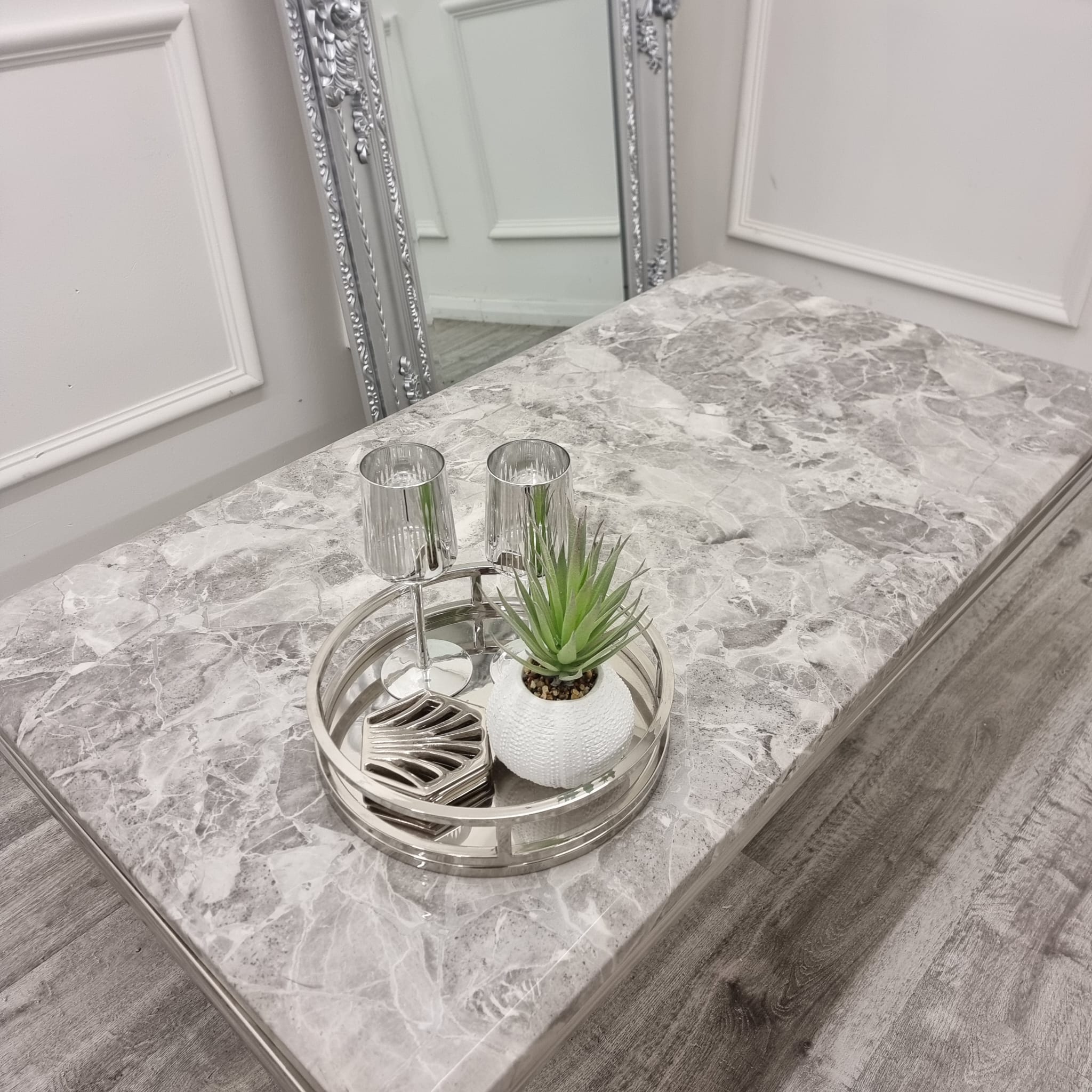 Ariel Marble & Chrome Coffee Table