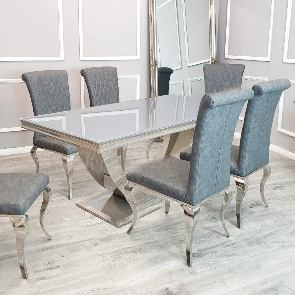 Ariel Marble & Chrome Dining Table – Modern Luxury Dining Table
