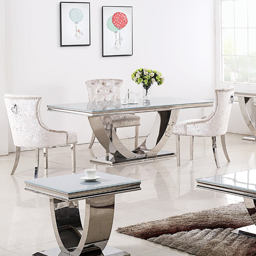 Ariel Marble & Chrome Dining Table – Modern Luxury Dining Table