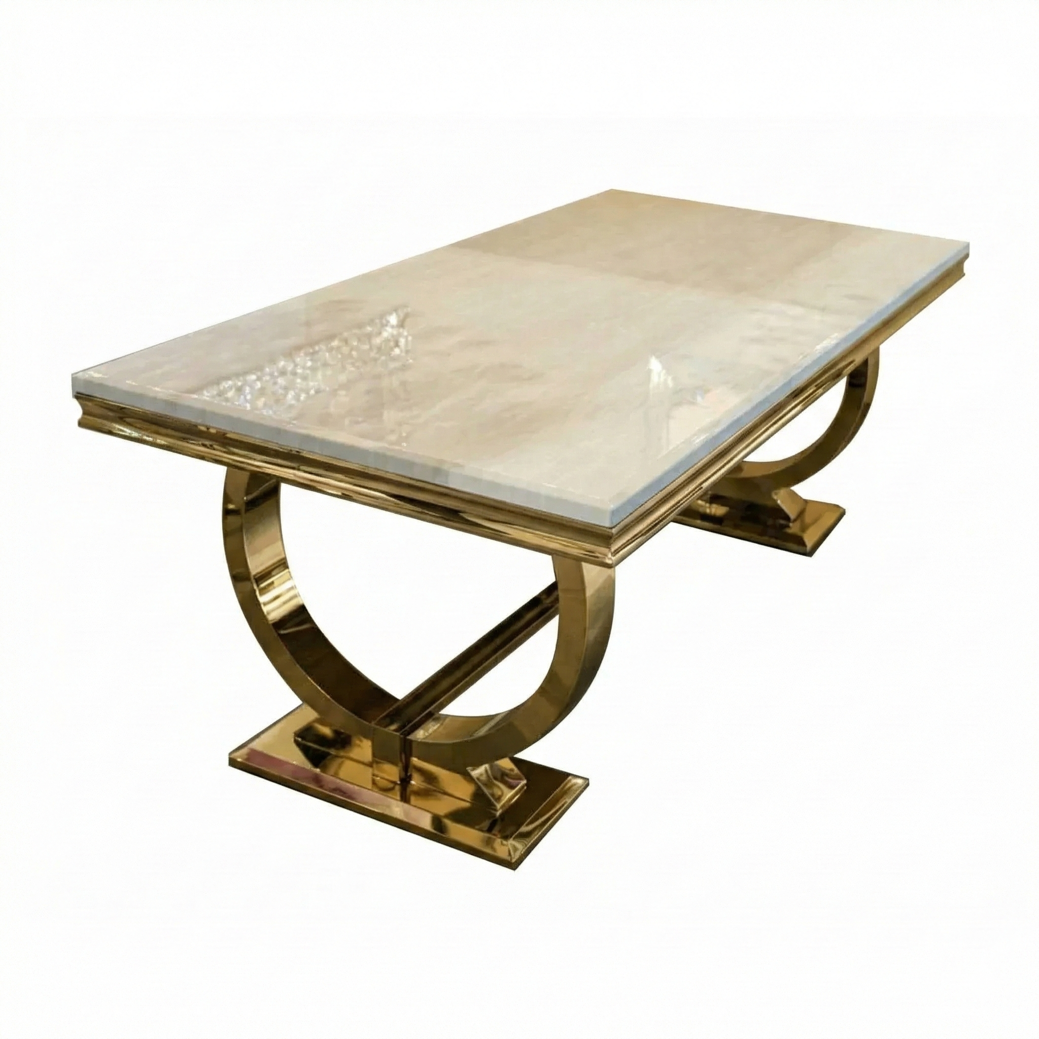 Arianna Cream Gold Marble Dining Table + Madrid PU Chairs