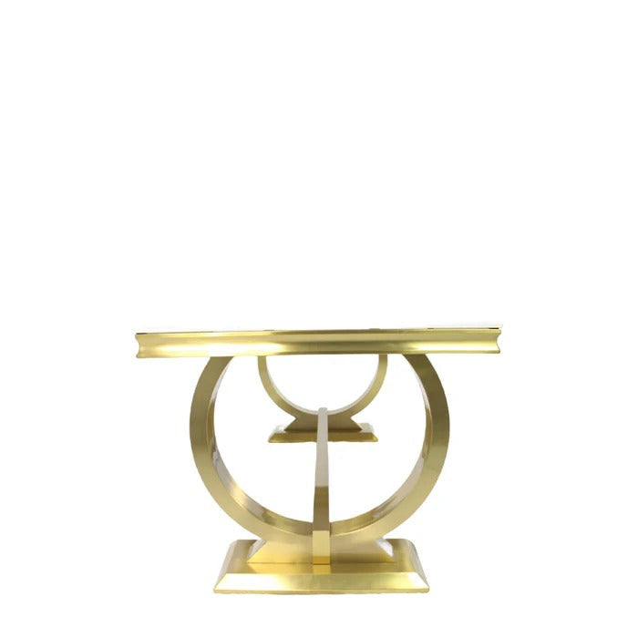 Arianna Gold Marble Dining Table with Lasco Gold Velvet Dining Chairs – Luxury Dining Set