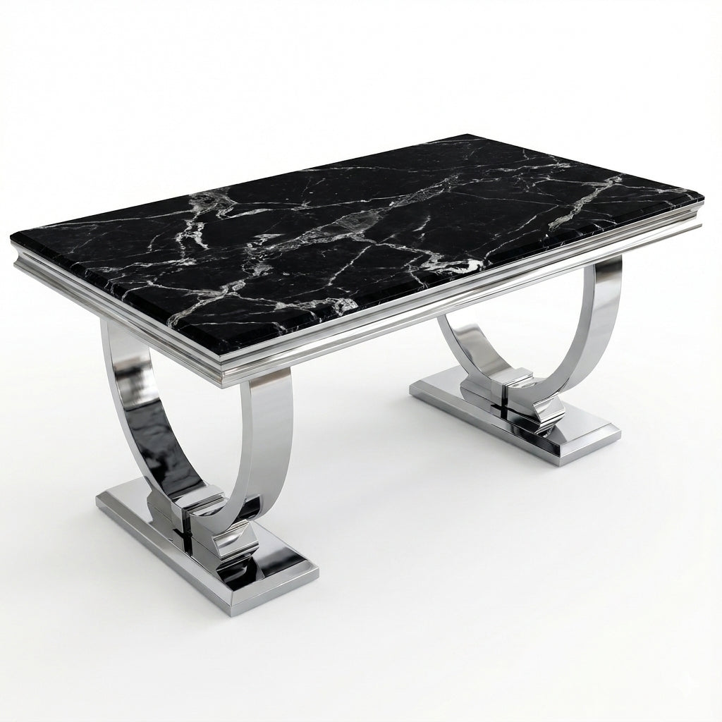 Arianna Black Marble Chrome Coffee Table