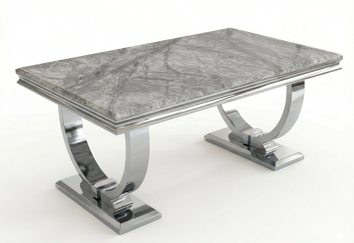 Arianna Grey Marble Chrome Coffee Table