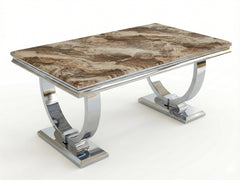 Arianna Brown Marble Chrome Coffee Table