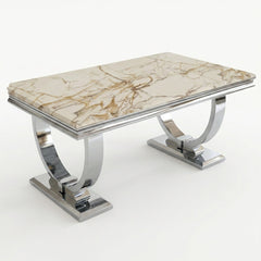 Arianna White & Gold Marble Chrome Coffee Table