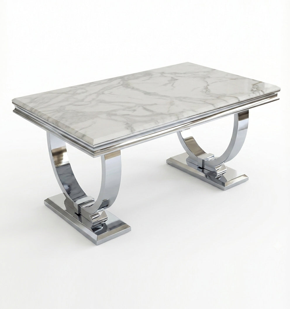 Arianna White Marble Chrome Coffee Table