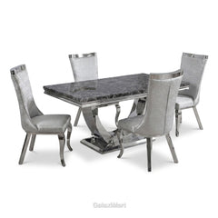 Ariel 150cm Black Marble Dining Set — Silver Miami Chairs