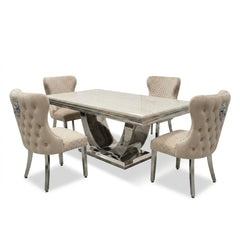 Ariel Cream 200cm Marble Dining Set — Valentino Mink Chairs