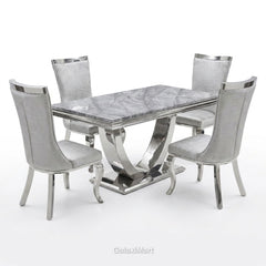 Ariel 200cm Grey Marble Dining Set — Silver Miami Chairs