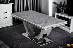 Ariel 160cm/ 180cm/ 200cm Marble Dining Table With Set of Nicole Dark Grey Leather Chairs