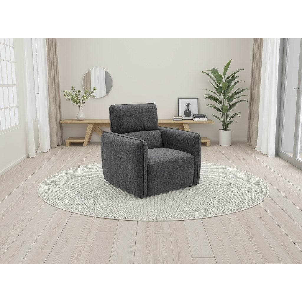 Ascot Charcoal Fabric Armchair