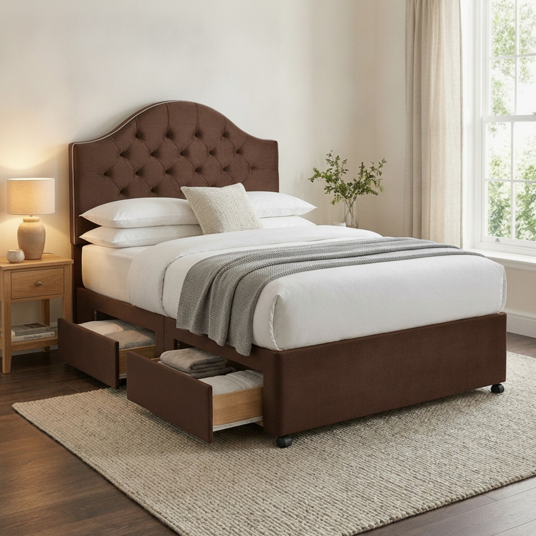 Artisan Divan Bed with Storage | Single, Double & King Size | 25 Fabric Colours